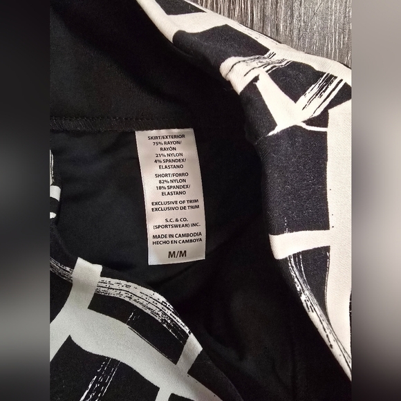 S.C. & Co. Skort Black White Check Athleisure size M new no tag - Picture 4 of 8